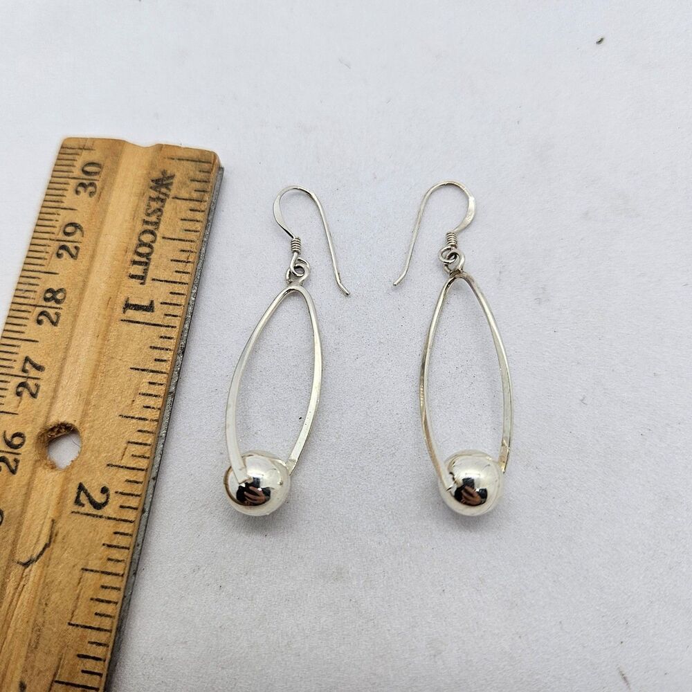 Sterling Silver with Spinning Ball Earrings 925